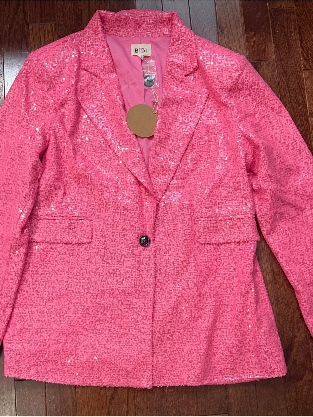 BiBi Hot Pink Sequin Bouclé Blazer